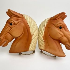 Vintage Ceramic Chalkeware Horse Sculpture Wall Plaque Hangings Accent Miller